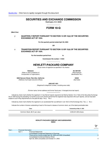 Miniature HP 10-Q Rapport trimestriel  