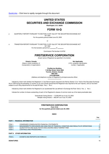 Vorschaubild Colliers International 10-Q Quartalsbericht  