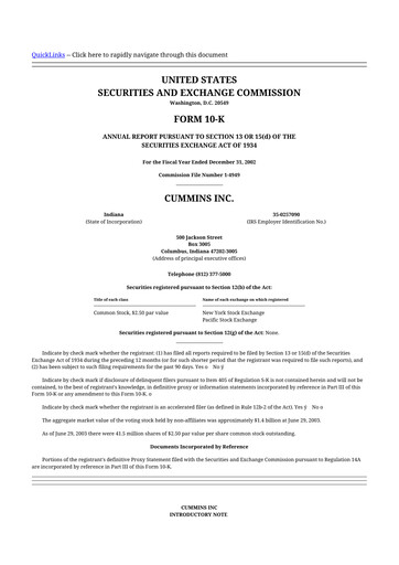 Thumbnail Cummins
 10-K Annual Report 