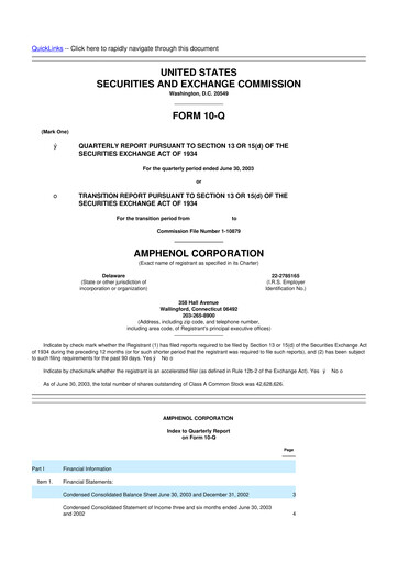Thumbnail Amphenol 10-Q Quarterly Report FY 