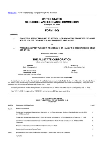 Vorschaubild Allstate 10-Q Quartalsbericht  