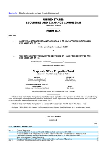 Thumbnail COPT Defense Properties 10-Q Quarterly Report FY 