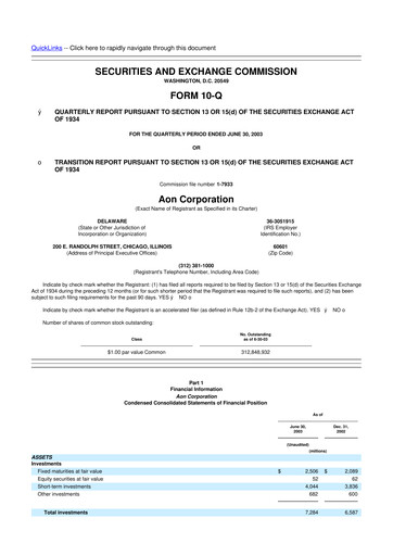 Vorschaubild Aon 10-Q Quartalsbericht  