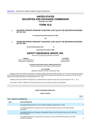 Miniature Safety Insurance
 10-Q Rapport trimestriel  