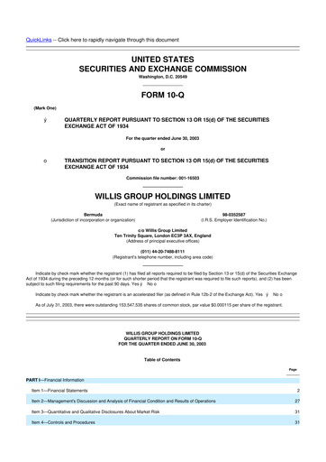 Thumbnail Willis Towers Watson  10-Q Quarterly Report FY 