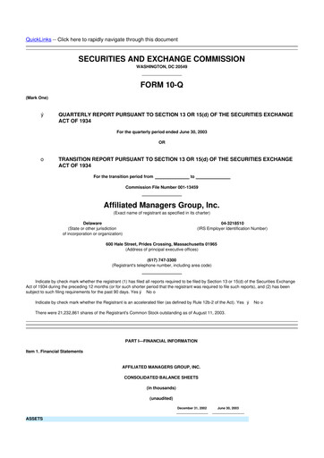 Miniature Affiliated Managers Group 10-Q Rapport trimestriel  