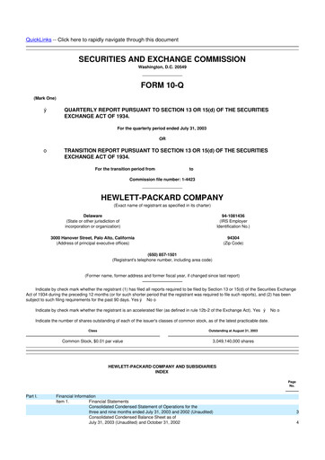 Miniature HP 10-Q Rapport trimestriel  