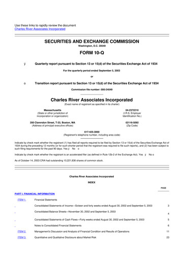 Miniature CRA International
 10-Q Rapport trimestriel  
