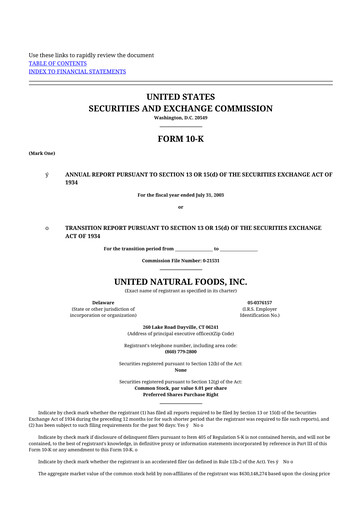 Thumbnail United Natural Foods
 10-K Annual Report 