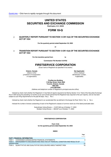 Vorschaubild Colliers International 10-Q Quartalsbericht  