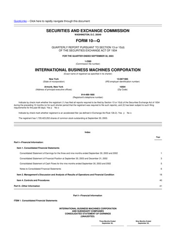 Vorschaubild IBM 10-Q Quartalsbericht  