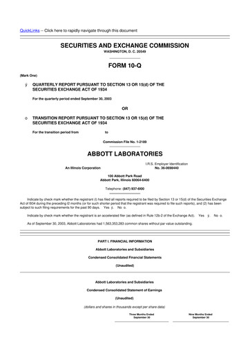 Thumbnail Abbott Laboratories 10-Q Quarterly Report FY 