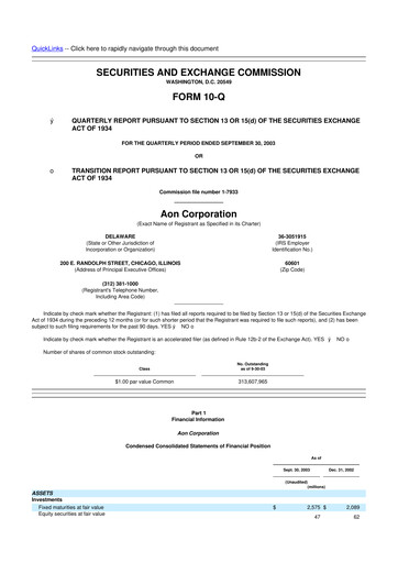 Vorschaubild Aon 10-Q Quartalsbericht  