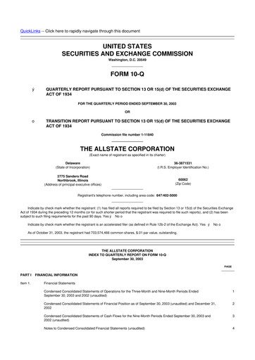 Vorschaubild Allstate 10-Q Quartalsbericht  