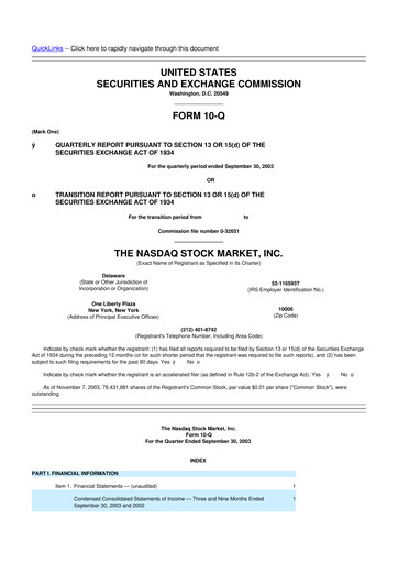 Thumbnail Nasdaq 10-Q Quarterly Report FY 