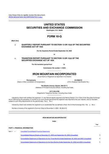 Thumbnail Iron Mountain 10-Q Quarterly Report FY 