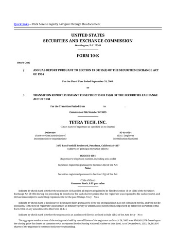 Thumbnail Tetra Tech
 10-K Annual Report 