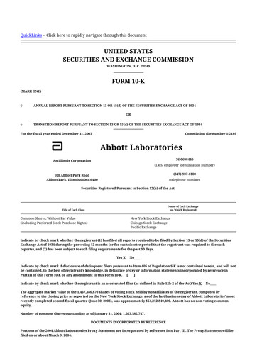 Thumbnail Abbott Laboratories 10-K Annual Report 