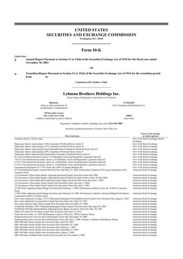 Vorschaubild Lehman Brothers 10-K Jahresbericht 