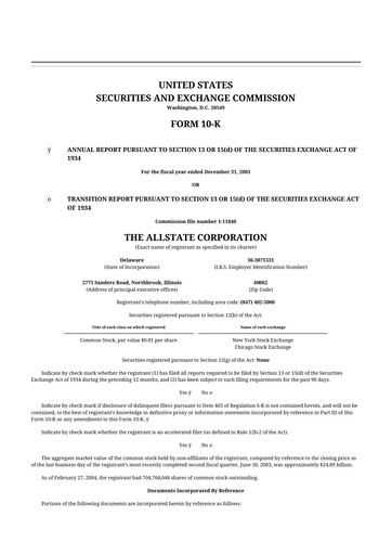 Vorschaubild Allstate 10-K Jahresbericht 