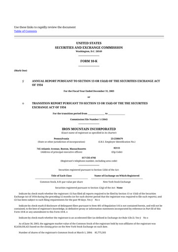 Thumbnail Iron Mountain 10-K Annual Report 