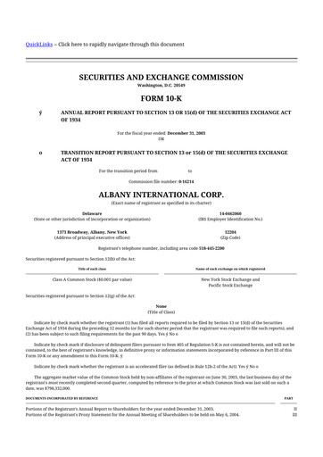 Thumbnail Albany International
 10-K Annual Report 