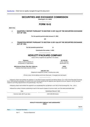 Miniature HP 10-Q Rapport trimestriel  