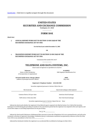 Thumbnail Telephone and Data Systems
 10-K Annual Report 