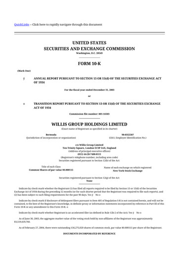 Miniature Willis Towers Watson  10-K Rapport annuel 