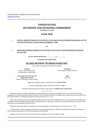 Thumbnail Allient 10-K Annual Report 