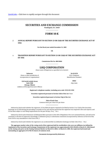 Thumbnail LKQ Corporation 10-K Annual Report 