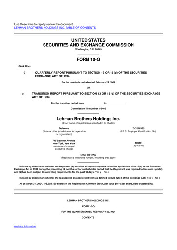 Thumbnail Lehman Brothers 10-Q Quarterly Report FY 