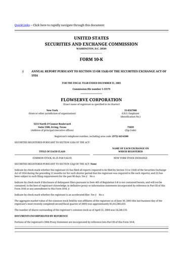 Thumbnail Flowserve
 10-K Annual Report 