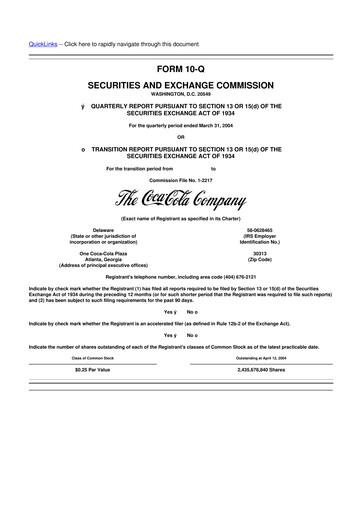 Vorschaubild Coca-Cola 10-Q Quartalsbericht  