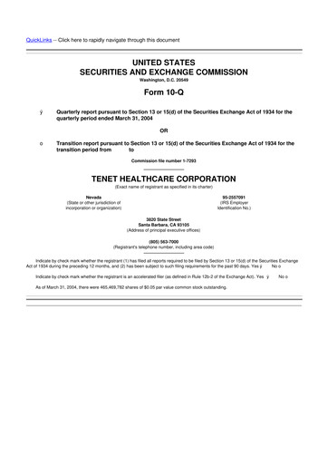 Thumbnail Tenet Healthcare 10-Q Quarterly Report FY 