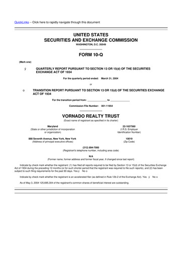 Thumbnail Vornado Realty Trust
 10-Q Quarterly Report FY 