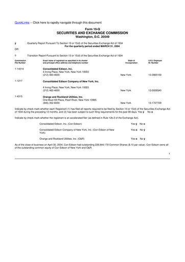 Thumbnail Consolidated Edison 10-Q Quarterly Report FY 