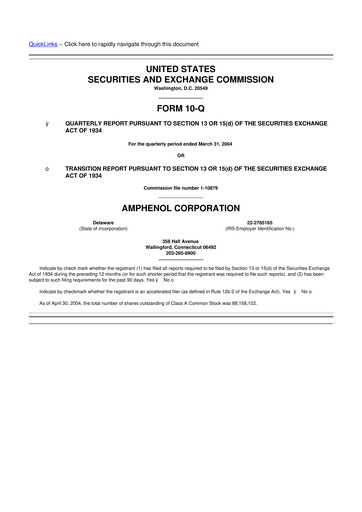 Thumbnail Amphenol 10-Q Quarterly Report FY 