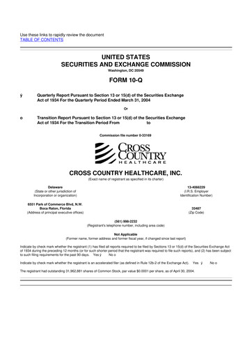 Vorschaubild Cross Country Healthcare 10-Q Quartalsbericht  
