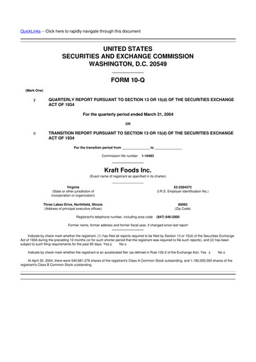 Thumbnail Mondelez International 10-Q Quarterly Report FY 