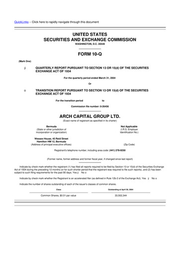 Vorschaubild Arch Capital 10-Q Quartalsbericht  