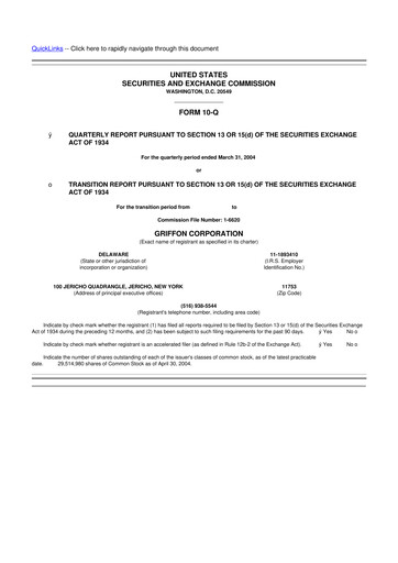 Thumbnail Griffon Corporation
 10-Q Quarterly Report FY 