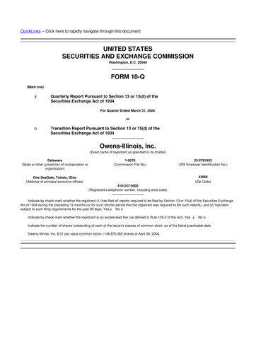 Thumbnail O-I Glass
 10-Q Quarterly Report FY 
