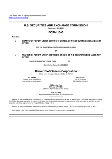 Thumbnail Bruker 10-Q Quarterly Report FY 