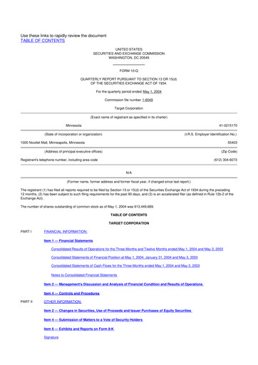 Miniature Target 10-Q Rapport trimestriel  