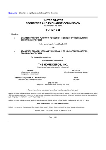 Vorschaubild Home Depot 10-Q Quartalsbericht  