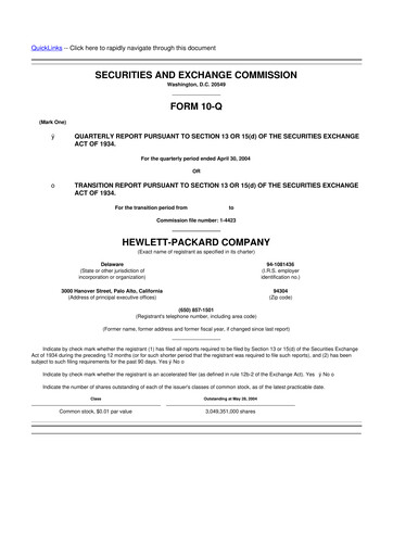 Miniature HP 10-Q Rapport trimestriel  