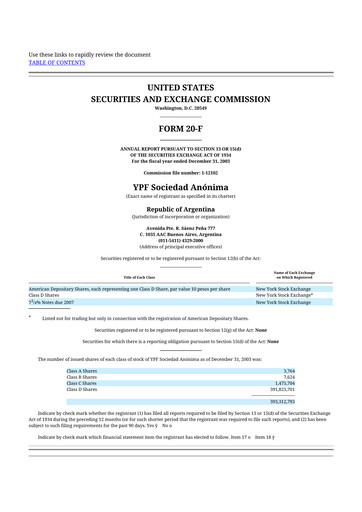 Thumbnail YPF S.A. 20-F Annual Report 