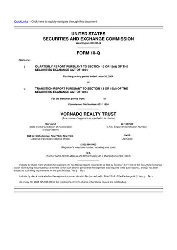 Thumbnail Vornado Realty Trust
 10-Q Quarterly Report FY 
