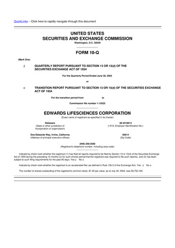 Thumbnail Edwards Lifesciences 10-Q Quarterly Report FY 